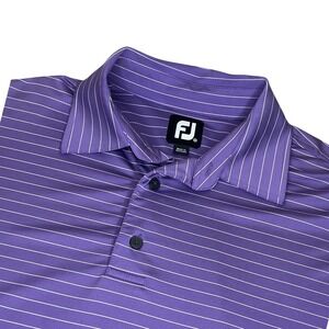 FootJoy Men's Striped Golf Polo Shirt Stretch Purple White Size Medium Athletic